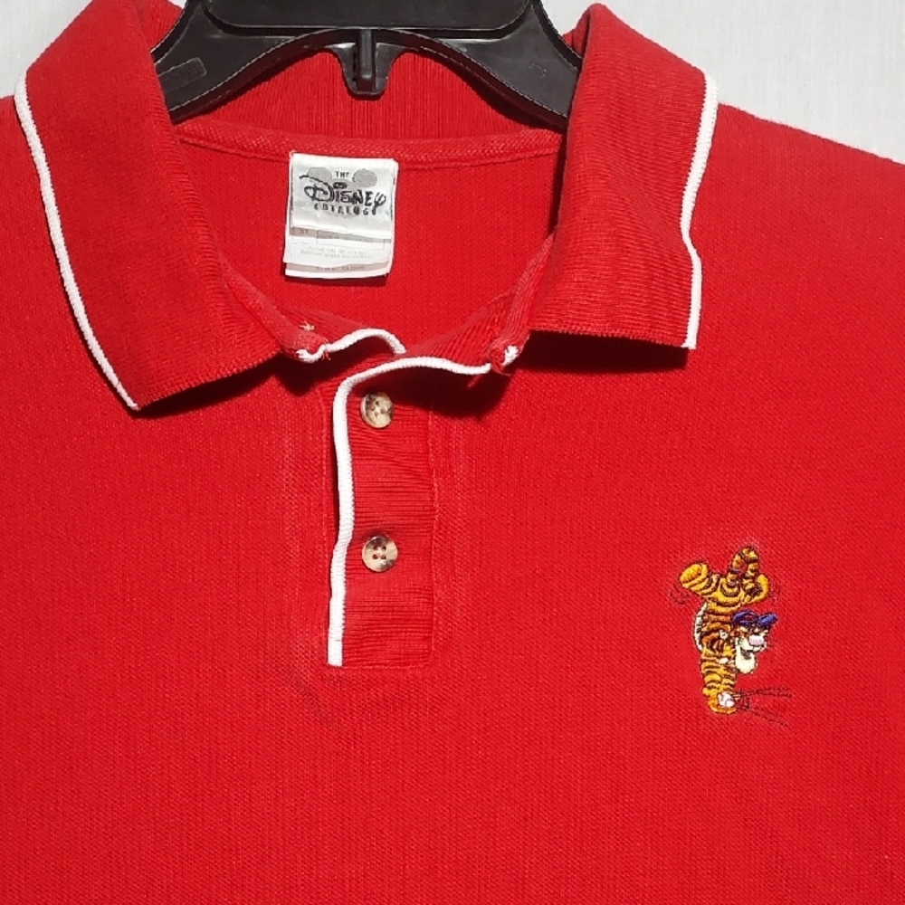 VTG Disney Catalog Winnie The Pooh Baseball Tigger Womens Polo Size XL‎